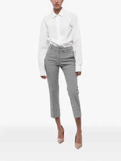 Ql2 Gingham Turn-up Trousers In White
