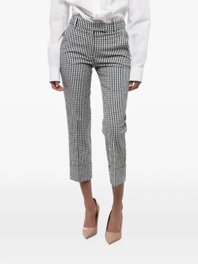 Ql2 Gingham Turn-up Trousers In White