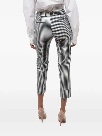 Ql2 Gingham Turn-up Trousers In White