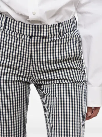 Ql2 Gingham Turn-up Trousers In White
