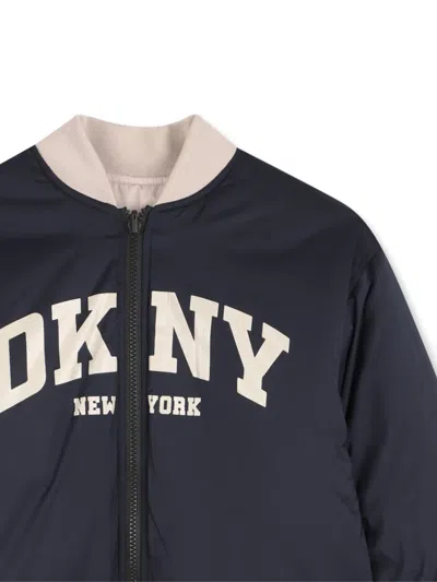 Dkny Reversible Logo-print Jacket In Black