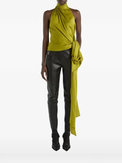 Balmain Open-back Silk Chiffon Top In Multi