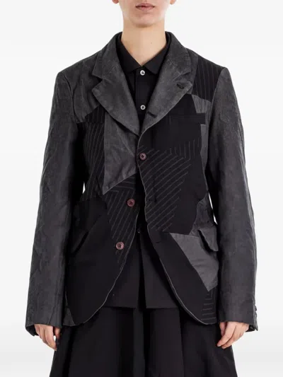 Comme Des Garçons Patchwork Pinstriped Jacket In Black
