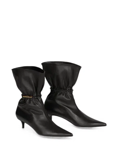 Balmain Sphynx Smooth Leather Ankle Boots In Black
