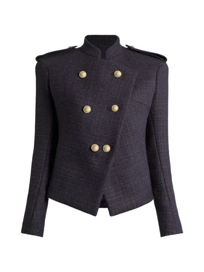 Balmain Tweed 6-button Jacket In Blue