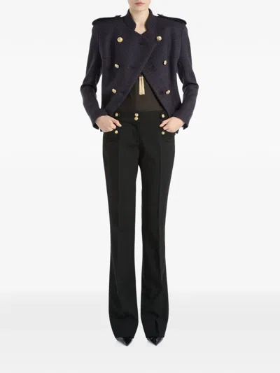Balmain Tweed 6-button Jacket In Blue