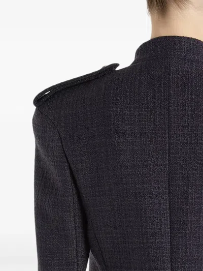 Balmain Tweed 6-button Jacket In Blue
