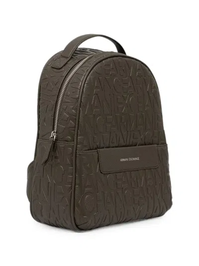 Armani Exchange Logo-debossed Pebbled Backpack In Green