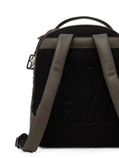 Armani Exchange Logo-debossed Pebbled Backpack In Green