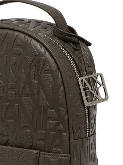Armani Exchange Logo-debossed Pebbled Backpack In Green