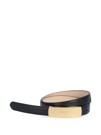 Balmain Smooth-leather Belt In Blue