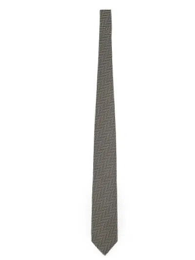 Tom Ford Herringbone-pattern Tie In Black