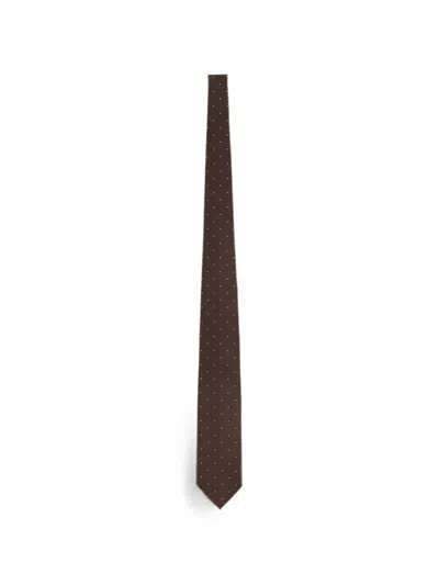 Tom Ford Brown Polka Dot Tie In Brown