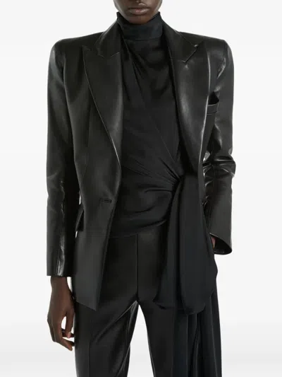 Balmain Structured-shoulder Lambskin Jacket In Black