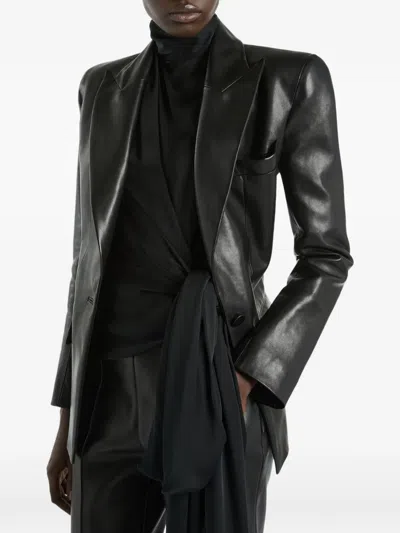 Balmain Structured-shoulder Lambskin Jacket In Black