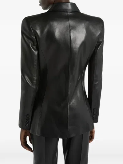 Balmain Structured-shoulder Lambskin Jacket In Black