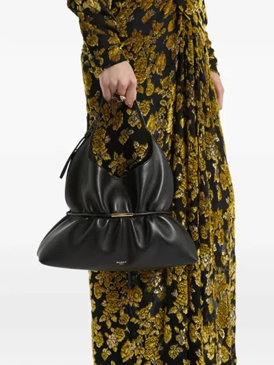 Balmain Sphynx Medium Bag In Smooth Leather In Black