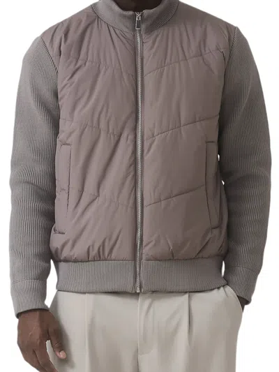 Mauvais Lamarck Quilted Knit-sleeve Jacket In Brown