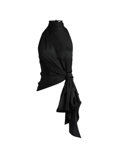 Balmain Open-back Silk Chiffon Top In Black