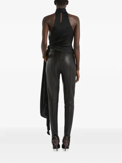 Balmain Open-back Silk Chiffon Top In Black