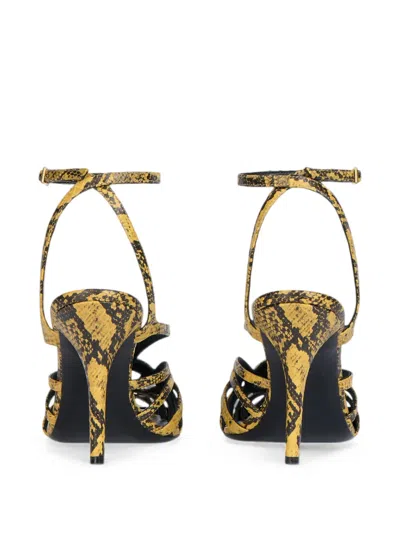 Balmain Python-effect Leather Cage Sandals In Multi
