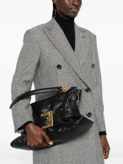 Balmain Anthem Medium Leather Tote In Black