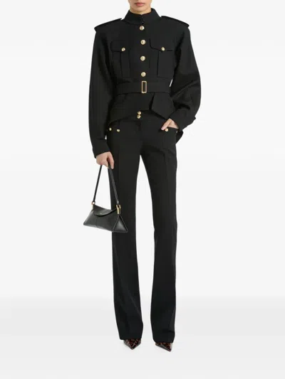 Balmain Wool Belted Officer Jacket In Black