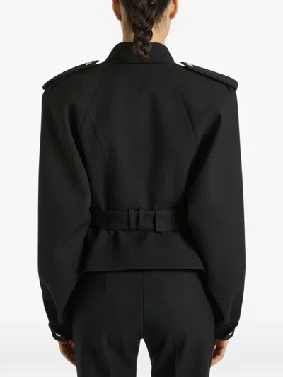 Balmain Wool Belted Officer Jacket In Black