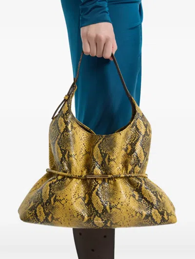 Balmain Sphynx Medium Bag In Python-effect Leather In Yellow
