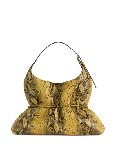 Balmain Sphynx Medium Bag In Python-effect Leather In Yellow