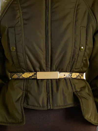 Balmain Python-effect Leather Belt In Yellow