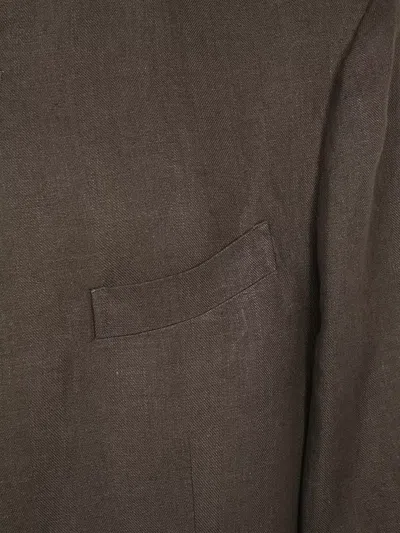 Boglioli Single-breasted Coffee-colored Linen Blazer In Brown