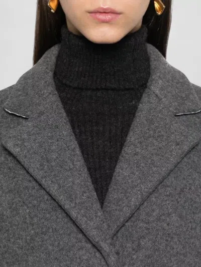 N°21 Jersey Coat Long Sleeves Notched Lapel In Gray