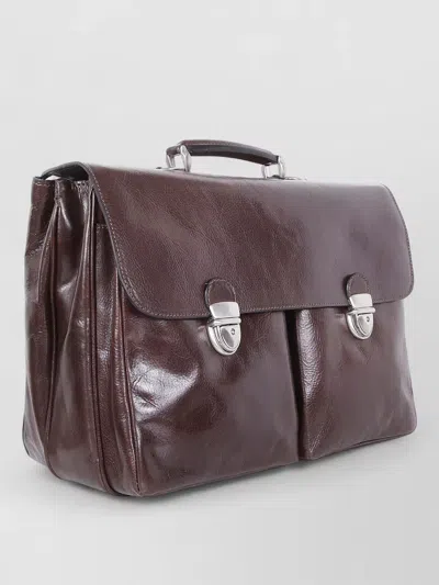 Sait Briefcase Dual Front Pockets Flap Top Handle