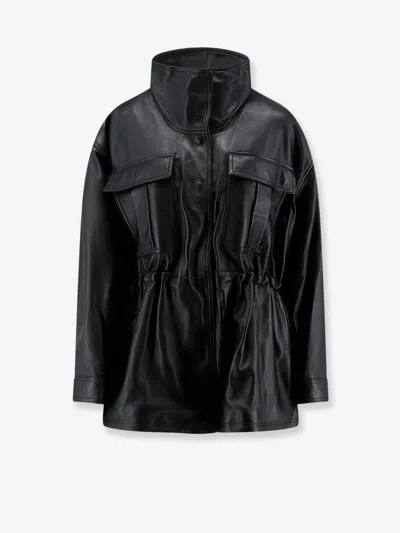 Rohe Leather Jacket With Adjustable Drawstring Waist In Black