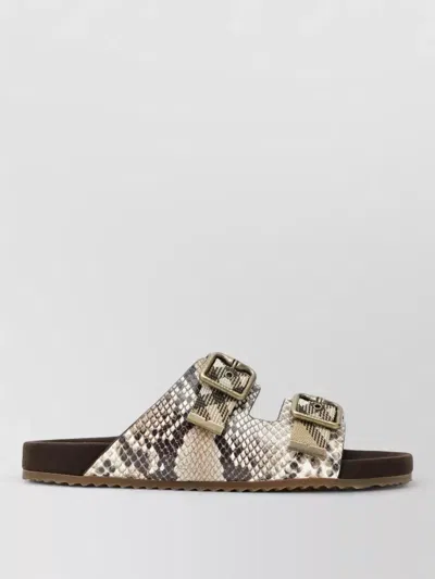 Burberry Urchin Sandals In Leather With Python Print In Black