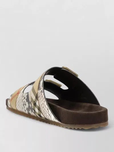 Burberry Urchin Sandals In Leather With Python Print In Black