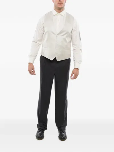 Corneliani Light Grey Textured Waistcoat In White