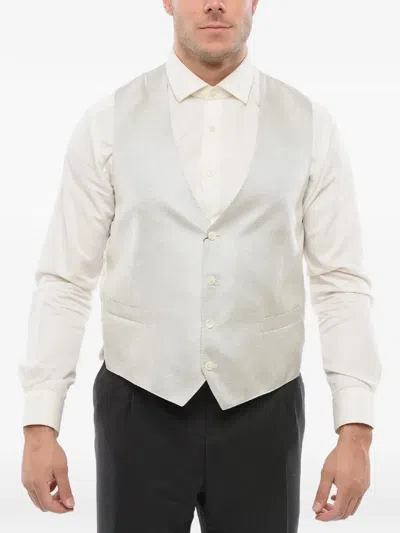 Corneliani Light Grey Textured Waistcoat In White
