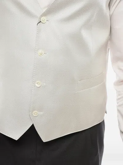 Corneliani Light Grey Textured Waistcoat In White