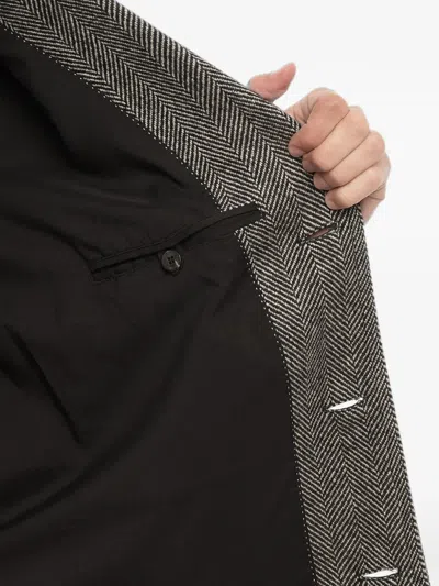 Neil Barrett Herringbone-pattern Single-breasted Coat In Gray