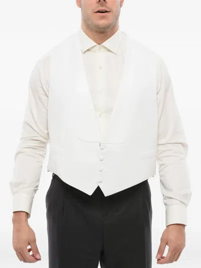 Corneliani Single-breasted Embroidered Waistcoat In White