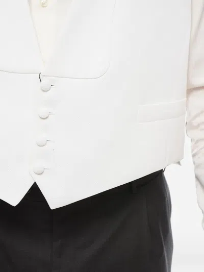 Corneliani Single-breasted Embroidered Waistcoat In White