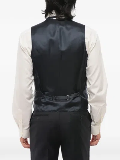 Corneliani Silk Four-button Waistcoat In Black