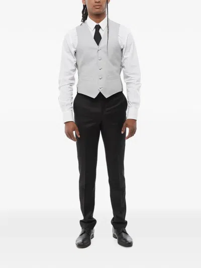 Corneliani Button-up Wool Waistcoat In Gray