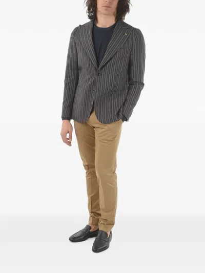 Corneliani Striped Blazer In 블루