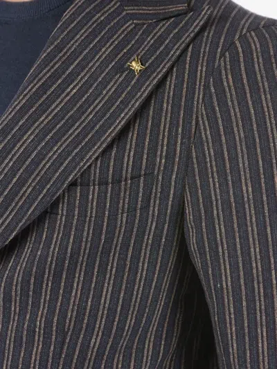 Corneliani Striped Blazer In 블루