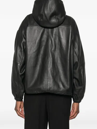 Rohe Hooded Oversized Leather Jacket In Black