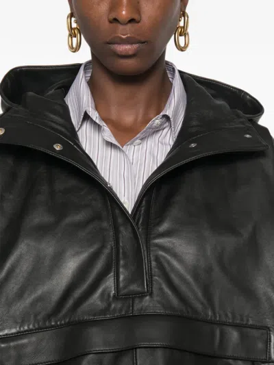 Rohe Hooded Oversized Leather Jacket In Black