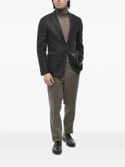 Corneliani Checked-pattern Single-breasted Blazer In 그레이